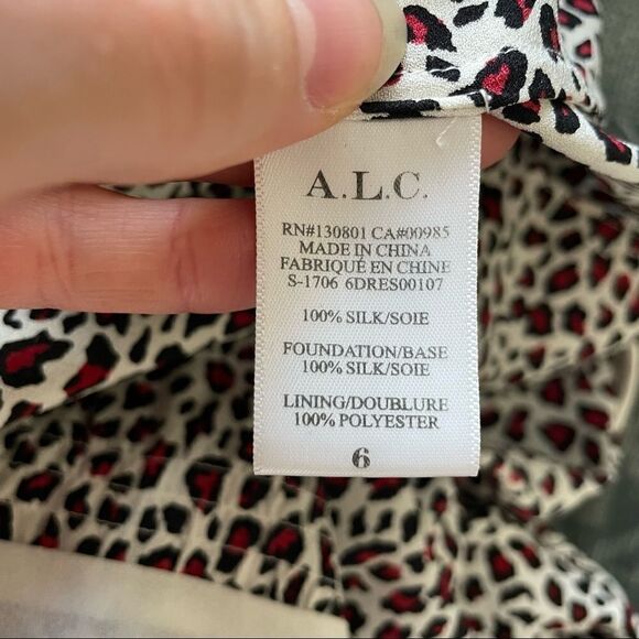 ALC Zandra Leopard Print Silk Midi Dress 6 - Picture 13 of 16
